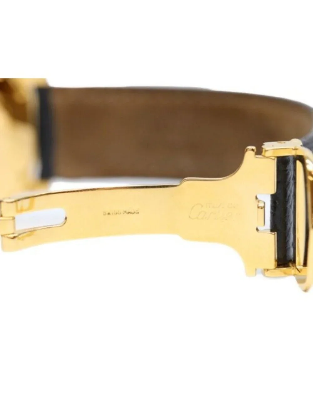 Cartier 925 Must Ronde LM Vermeil Date Ivory Roman Dial Leather Quartz